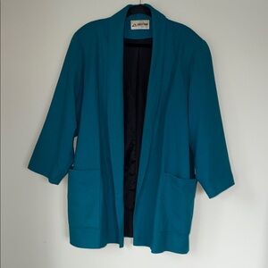 Vintage Checkpoint USA Teal Wool Jacket
